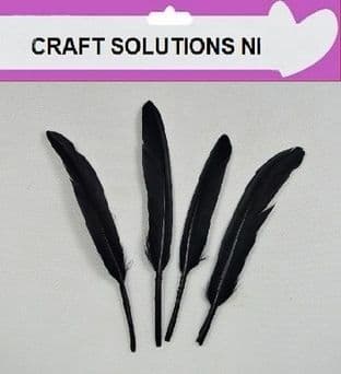 100 QUALITY BLACK GOOSE QUILL FEATHERS 10cm to 15cm / ARTS & CRAFTS / CARD MAKING /
