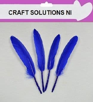 100 QUALITY BLUE GOOSE QUILL FEATHERS 10cm to 15cm / ARTS & CRAFTS / CARD MAKING /