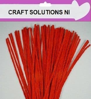 100 RED CHENILLE CRAFT STEMS / ARTS & CRAFTS / PIPE CLEANERS / 30cm / 12"