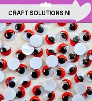 100 Red Eyelash Googly Wobbly Craft Eyes / Toys / Arts / Crafts / Cards