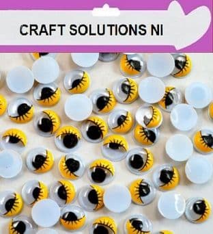 100 Yellow Eyelash Googly Wobbly Craft Eyes / Toys / Arts / Crafts / Cards