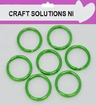 15mm GREEN ROUND SPLIT KEY RING DOUBLE LOOP CRAFTS FINDINGS KEYRINGS - HOBBIES