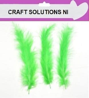 200 GREEN FLUFFY MARABOU FEATHERS 7cm to 10cm ARTS & CRAFTS / CARD MAKING 10 COLOURS