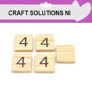 4 - WOODEN SCRABBLE NUMBERS & SYMBOLS - 0 1 2 3 4 5 6 7 8 9 @ &