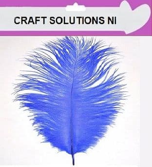 5 BLUE FLUFFY OSTRICH FEATHERS 25cm to 30cm / ARTS & CRAFTS / CARD MAKING