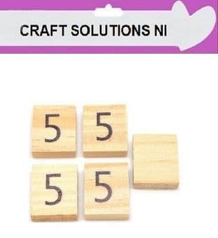 5 - WOODEN SCRABBLE NUMBERS & SYMBOLS - 0 1 2 3 4 5 6 7 8 9 @ &