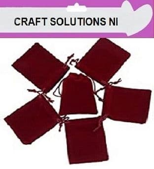 5cm x 7cm - Burgundy - Luxury Velvet - Gift Pouches Jewellery Pouches - Wholesale Price UK