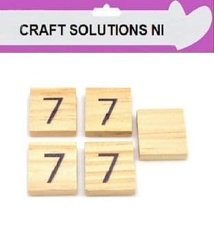 7 - WOODEN SCRABBLE NUMBERS & SYMBOLS - 0 1 2 3 4 5 6 7 8 9 @ &