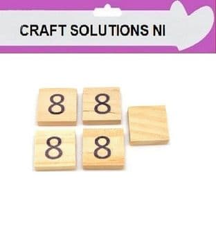 8 - WOODEN SCRABBLE NUMBERS & SYMBOLS - 0 1 2 3 4 5 6 7 8 9 @ &