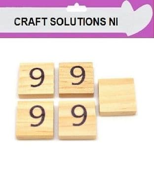 9 - WOODEN SCRABBLE NUMBERS & SYMBOLS - 0 1 2 3 4 5 6 7 8 9 @ &