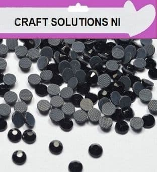 AA GRADE HOT FIX - JET BLACK - RHINESTONES DIAMANTE GEMS 3mm (SS10) - 4mm (SS16) - 5mm (SS20)