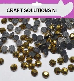 AA GRADE HOT FIX - MINE GOLD - RHINESTONES DIAMANTE GEMS 3mm (SS10) - 4mm (SS16) - 5mm (SS20)