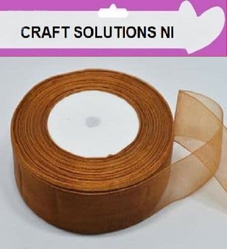 APRICOT SPICE - WOVEN EDGE ORGANZA RIBBON - 7mm, 15mm, 25-50 YARDS