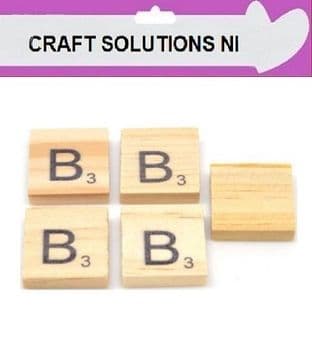 B - WOODEN QUALITY SCRABBLE TILE LETTERS - PACKS OF 5,10,20,50. - GAME PIECES