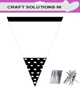BLACK POLKA DOT - Cone Bags - Party Bags - Sweets - Cello Bags - With Twist Ties