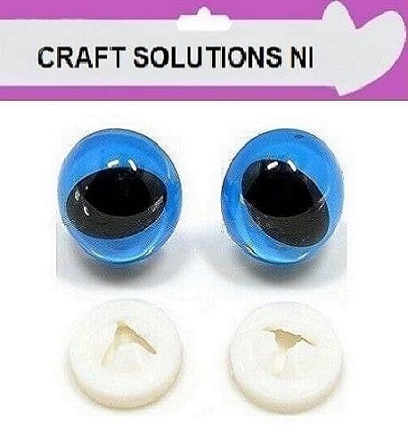 BLUE CATS EYES - 10 COLOURS -  3 SIZES - PLASTIC BACKS - Teddy Bear Making Soft Toy