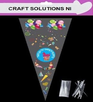 BLUE THANK YOU FOR COMING TO MY PARTY - Cone Bags - Party Bags - Sweets - Cello Bags