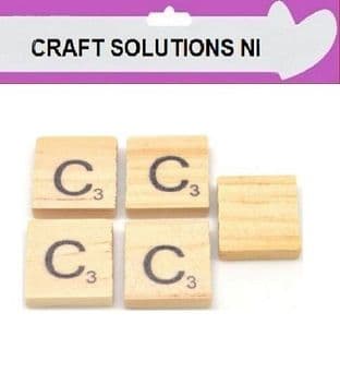 C - WOODEN QUALITY SCRABBLE TILE LETTERS - PACKS OF 5,10,20,50. - GAME PIECES