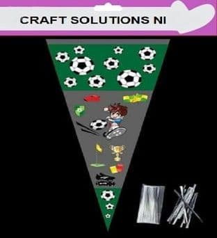 CARTOON FOOTBALL - Cone Bags - Party Bags - Sweets Cellophane Bags + Twist Ties