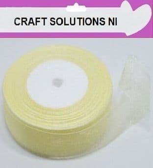 CREAM - WOVEN EDGE ORGANZA RIBBON - 7mm, 15mm, 25-50 YARDS