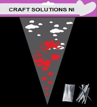 CUPID LOVE - Cone Bags - Party Bags - Sweets - Cello Bags + Twist Ties
