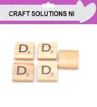 D - WOODEN QUALITY SCRABBLE TILE LETTERS - PACKS OF 5,10,20,50. - GAME PIECES