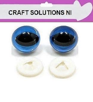 DARK BLUE CATS EYES - 10 COLOURS - 3 SIZES - PLASTIC BACKS - Teddy Bear Making Soft Toy
