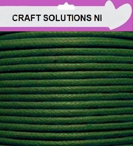 DARK GREEN - WAXED COTTON CORD 10 METRES LONG x 1mm THICKNESS - 23 COLOURS JEWELLERY MAKING