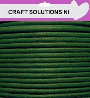DARK GREEN - WAXED COTTON CORD 10 METRES LONG x 1mm THICKNESS - 23 COLOURS JEWELLERY MAKING
