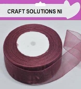 DARK RASPBERRY - WOVEN EDGE ORGANZA RIBBON - 7mm, 15mm, 25-50 YARDS