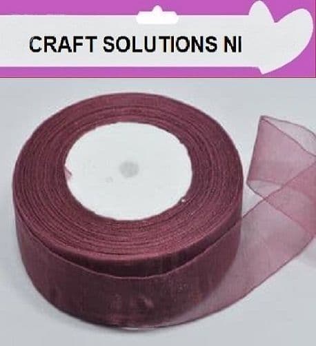 DARK RASPBERRY - WOVEN EDGE ORGANZA RIBBON - 7mm, 15mm, 25-50 YARDS