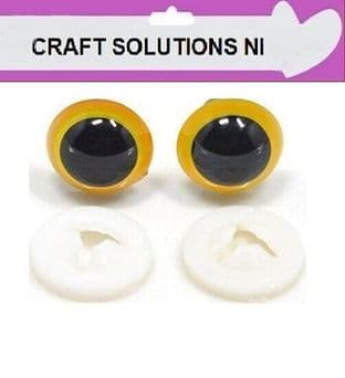 DARK YELLOW CRYSTAL EYES - PLASTIC BACKS - Teddy Bear Making Soft Toy Animal