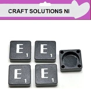 E - BLACK QUALITY SCRABBLE TILE LETTERS - PACKS OF 5,10,20,50. - GAME PIECES
