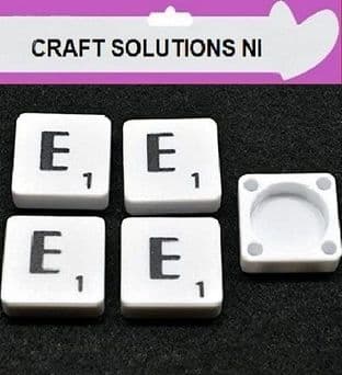 E - WHITE QUALITY SCRABBLE TILE LETTERS - PACKS OF 5,10,20,50. - GAME PIECES