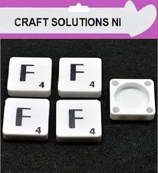 F - WHITE QUALITY SCRABBLE TILE LETTERS - PACKS OF 5,10,20,50. - GAME PIECES