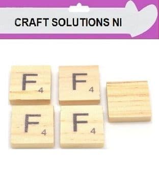 F - WOODEN QUALITY SCRABBLE TILE LETTERS - PACKS OF 5,10,20,50. - GAME PIECES