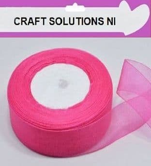 FUCHSIA - WOVEN EDGE ORGANZA RIBBON - 7mm, 15mm, 25-50 YARDS