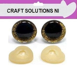 GOLD GLITTER 3D EYES - MANY COLOURS - PLASTIC BACKS - Teddy Bear Making Soft Toy