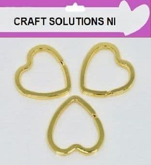 GOLD HEART SPLIT KEY RING DOUBLE LOOP CRAFTS FINDINGS KEYRINGS 30mm - HOBBIES
