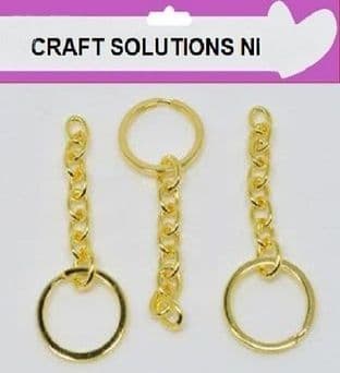 GOLD KEYCHAIN 32mm PLAIN ROUND WITH KEYCHAIN CRAFTS FINDINGS KEYRINGS - 20mm