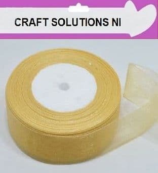 GOLD - WOVEN EDGE ORGANZA RIBBON - 7mm, 15mm, 25-50 YARDS