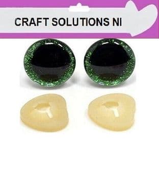 GREEN GLITTER 3D EYES - MANY COLOURS - PLASTIC BACKS - Teddy Bear Making Soft Toy