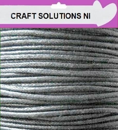 GREY - WAXED COTTON CORD 10 METRES LONG x 1mm THICKNESS - 23 COLOURS JEWELLERY MAKING