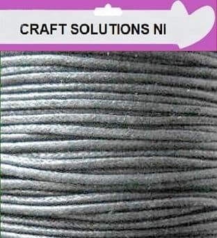 GREY - WAXED COTTON CORD 10 METRES LONG x 1mm THICKNESS - 23 COLOURS JEWELLERY MAKING
