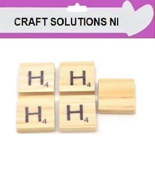 H - WOODEN QUALITY SCRABBLE TILE LETTERS - PACKS OF 5,10,20,50. - GAME PIECES