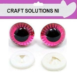 HOT PINK OWL EYES - MANY COLOURS - PLASTIC BACKS - Teddy Bear Making Soft Toy Animal