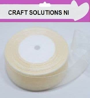 IVORY - WOVEN EDGE ORGANZA RIBBON - 7mm, 15mm 25-50 YARDS