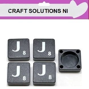 J - BLACK QUALITY SCRABBLE TILE LETTERS - PACKS OF 5,10,20,50. - GAME PIECES