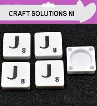 J - WHITE QUALITY SCRABBLE TILE LETTERS - PACKS OF 5,10,20,50. - GAME PIECES