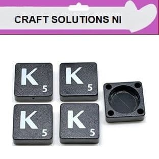 K - BLACK QUALITY SCRABBLE TILE LETTERS - PACKS OF 5,10,20,50. - GAME PIECES